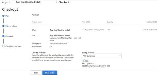 Microsoft Billing page